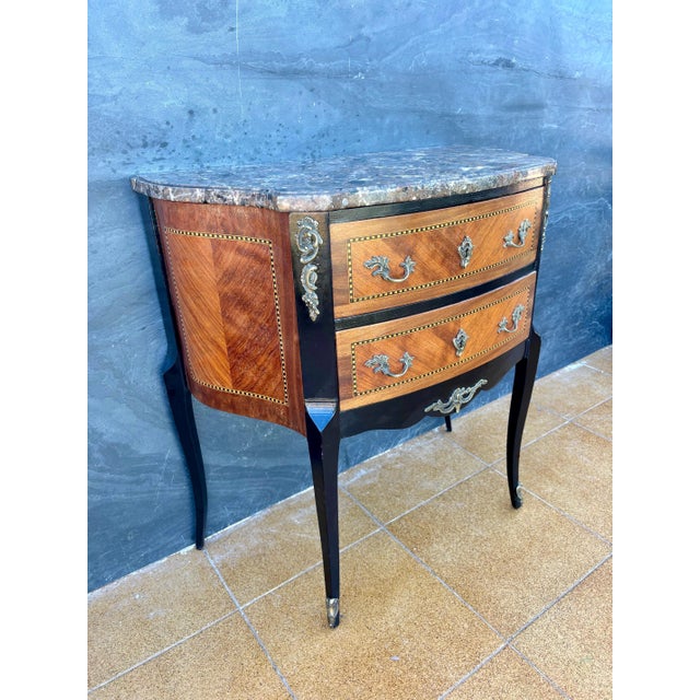 1940s French Louis XV Style Marble Top Petite Commode, Mid-20th Century For Sale - Image 5 of 8