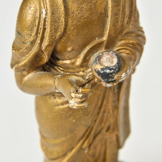 Pair of Gilded Buddhist Monk Figures For Sale - Image 10 of 17