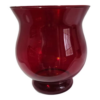 Vintage Royal Ruby Red Vase Candle Holder Vessel For Sale