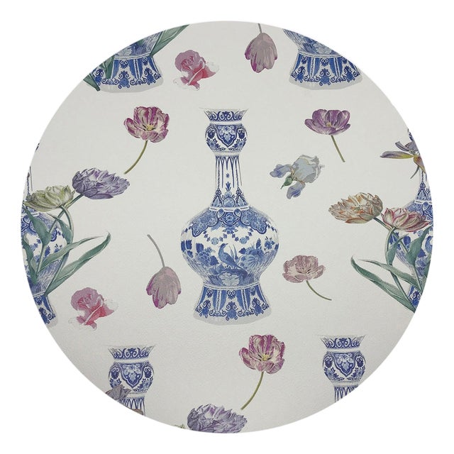 Royal Delft Purissima Vegan Leather Round Pebble Placemat, Set of 4 For Sale