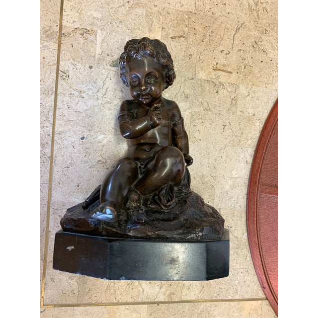 Claude Michel Clodion Vintage Bronze Cherub Figure For Sale - Image 4 of 11