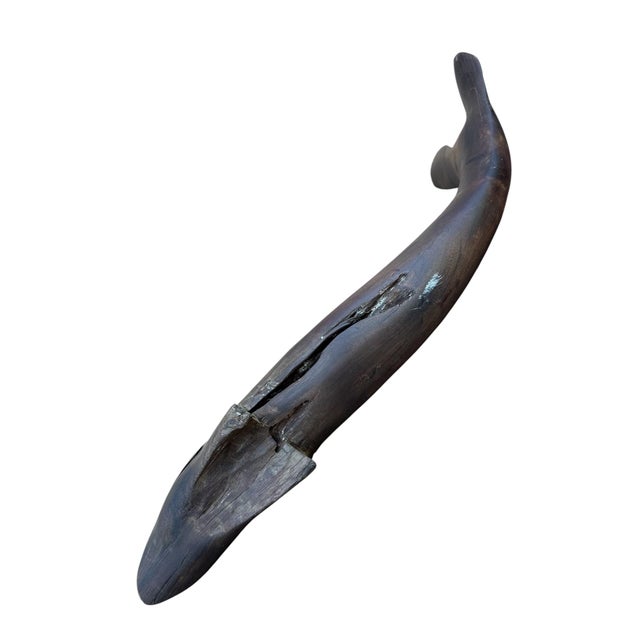1970s 1970s Hand Carved Ironwood Whale or Dolphin Marine Animal Large 18” For Sale - Image 5 of 13