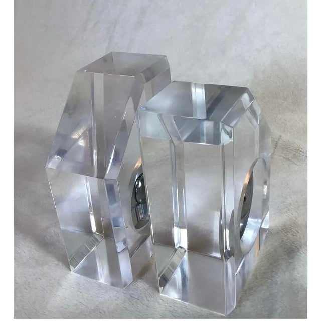 Pair of Ritts Astrolite Style Modern Abstract Sculptural Lucite Bookends, Circa 70s For Sale In Greenville, SC - Image 6 of 10