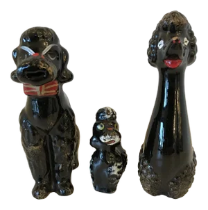 Poodle Figures With Pincushion Backs and Tape Measure Sewing Notions - Set of 3