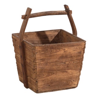 Antique Wooden Basket, 1900s For Sale