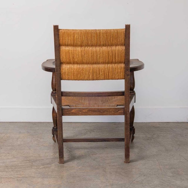 Wood 1940s Pair of Carved Wood and Woven Chairs by Charles Dudouyt For Sale - Image 7 of 13