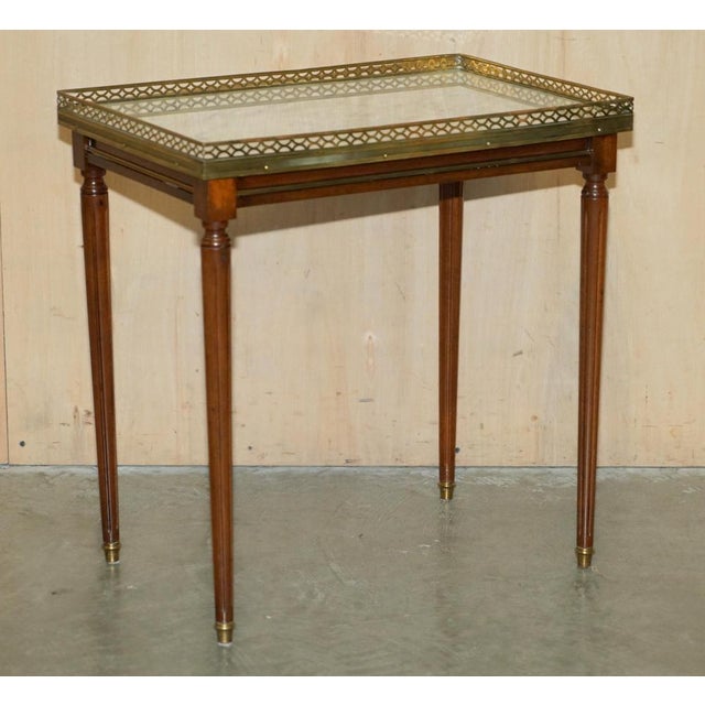 Hollywood Regency Vintage French Empire Nesting Tables in Italian Carrara Marble & Brass, Set of 3 For Sale - Image 3 of 18