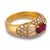 Contemporary Vintage Ruby Diamond 18k Yellow Gold Ring, Size 6.75 For Sale - Image 3 of 5