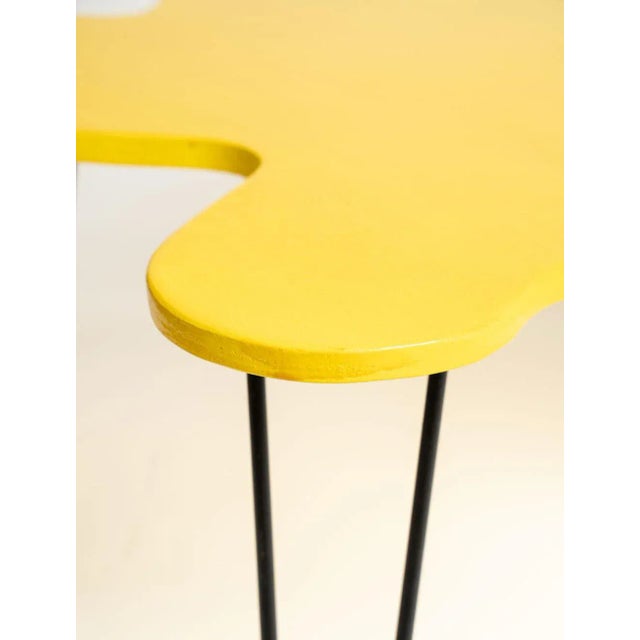 Canary Yellow 2022 Abstract, Yellow, Acrylic Paint With Glitter, Polyurethane, Wood Base Octupus Table by Bohdan For Sale - Image 8 of 12