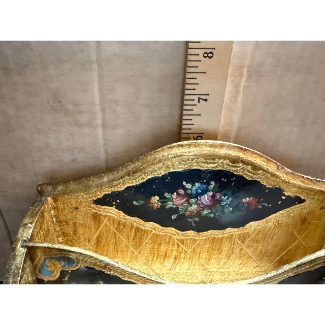 Italian Mid 20th Century Italian Wooden Hand Painted Florentino Ink Writing Stationary Box Notes-Letters Box For Sale - Image 3 of 10