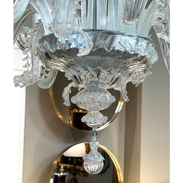 1930s Impressively Large Murano Blown Clear Glass Chandelier With Floral and Foliate Tendrils For Sale - Image 5 of 14