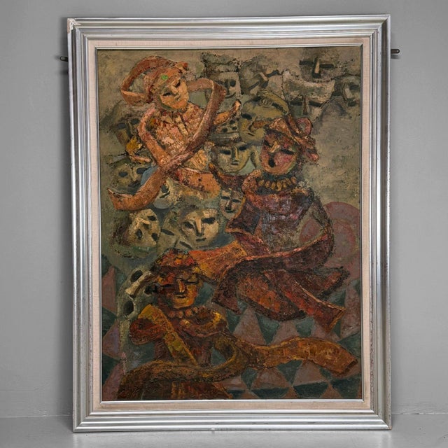 Takahashi Yoshikazu, Two Seated Figures, 1980s, Oil on Canvas For Sale - Image 9 of 11