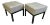 Pair of Square Stools in Luxe Silver Shagreen Leather and Walnut Stained Legs For Sale