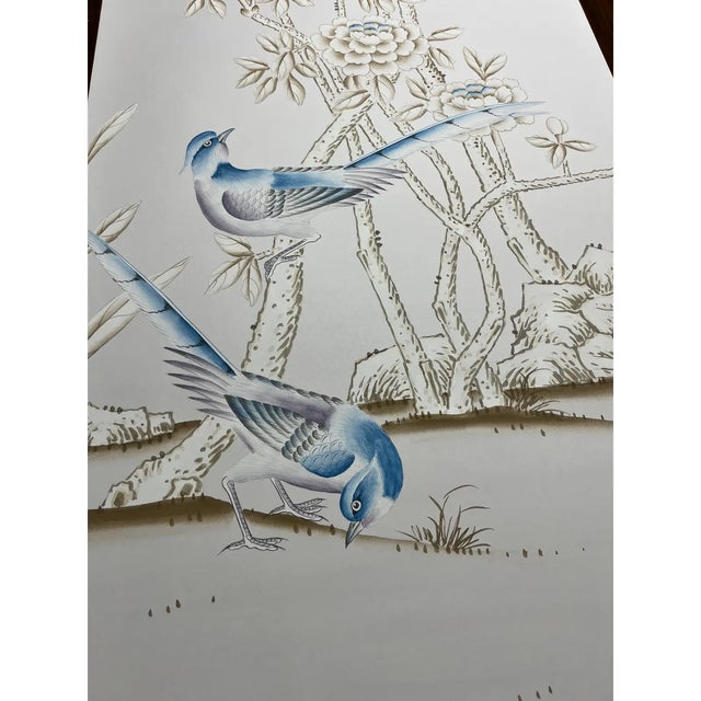 Beige Chinoiserie Floral Wallpapers Chinoiserie Hand Painted Artworks - 4 Panels For Sale - Image 4 of 4