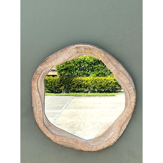 Vintage Textured Woven Rattan Mirror For Sale - Image 9 of 12