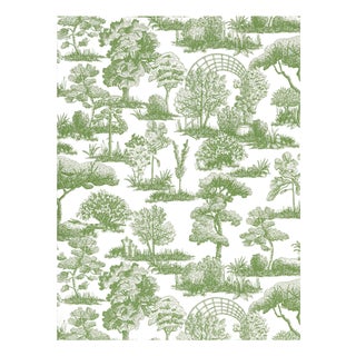The House of Scalamandré Garden Toile Wallpaper, Meadow For Sale