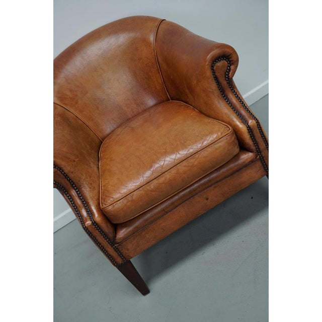 Vintage Dutch Cognac Colored Leather Club Chair For Sale - Image 6 of 16