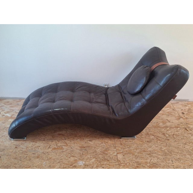 Contempo Leather Chaise Lounge by Artful Casa\.ontemporanea, Italy, 1970s For Sale - Image 10 of 12