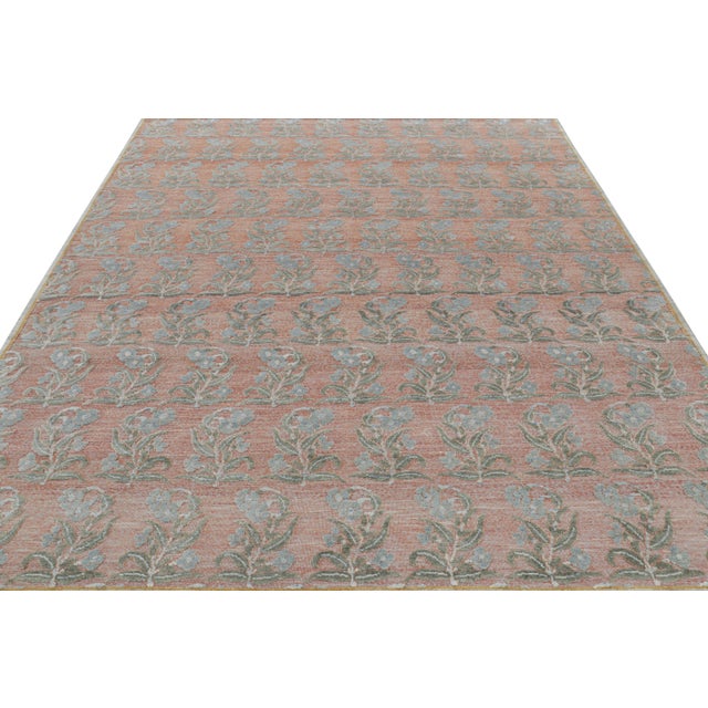 Rug & Kilim Rug & Kilim’s Block Print Rug Design with Blue and Green Floral Patterns - 5x8 For Sale - Image 4 of 6