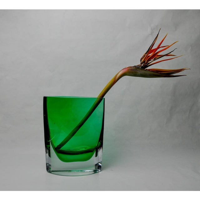 Superb green sommerso vase designed and produced by seguso in italy in the 1980s. Murano glass vase produced by hand by...