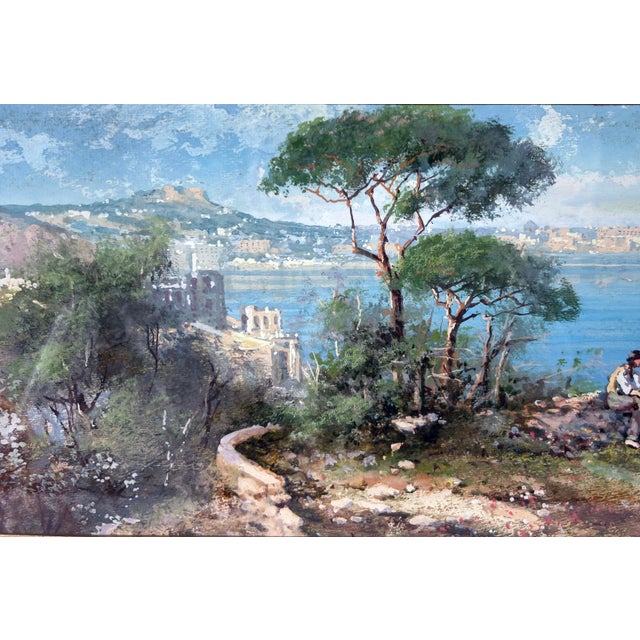 Renaissance View in Summer of Napoli, Italy, Gouache on Laid Paper, 1910-1919 by Yves Gianni For Sale - Image 3 of 4