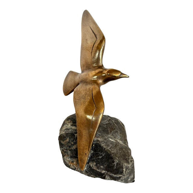 20th Century French Charles Reussner Bronze Seagull Sculpture For Sale