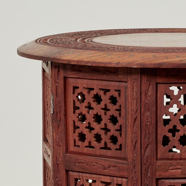 English Pair of Antique Anglo Indian Carved and Inlaid Stands For Sale - Image 3 of 16