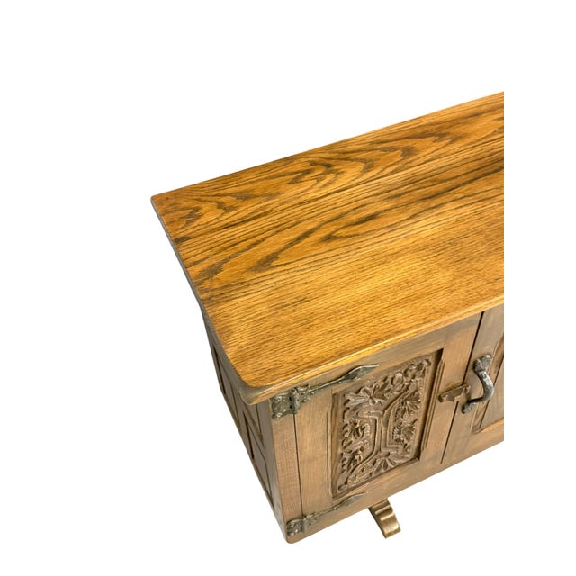 Wood Vintage Rustic Brown Oak Credenza, 1950 For Sale - Image 7 of 11