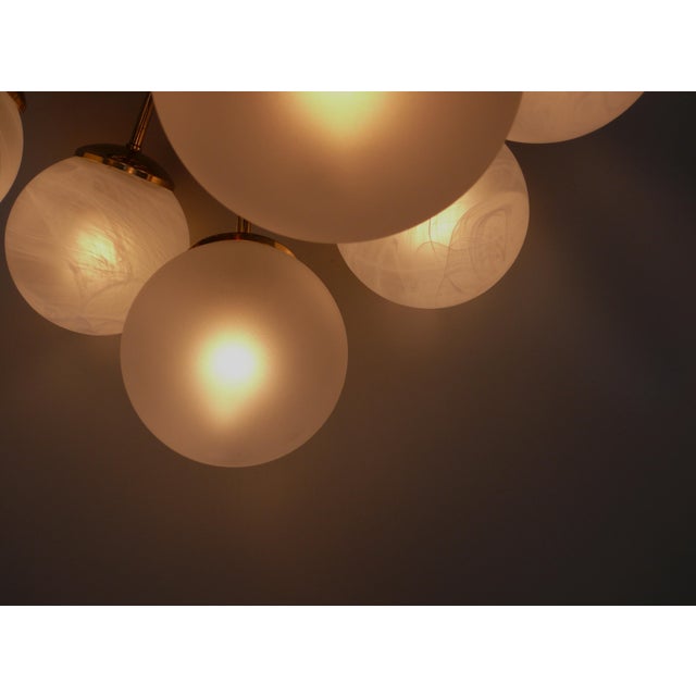 Ceiling Light in Brass & Satin Glass, Germany, 1970s For Sale - Image 6 of 18