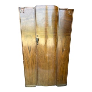 1920s Art Deco Walnut Veneer Wardrobe For Sale