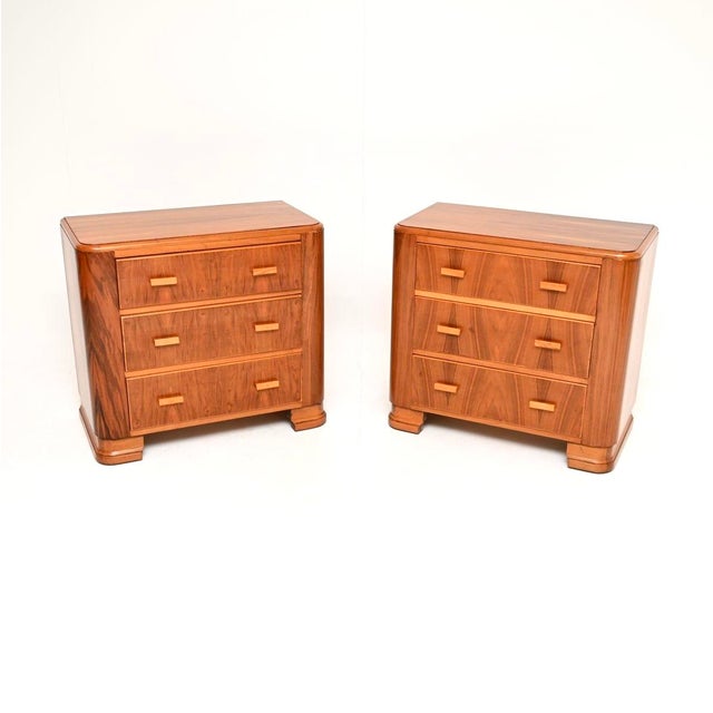 Art Deco Figured Walnut Bedside Chests, 1940, Set of 2 For Sale - Image 11 of 11