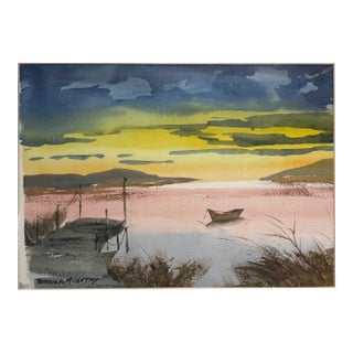 "Evening Scene" Watercolor by Patricia McCarthy For Sale