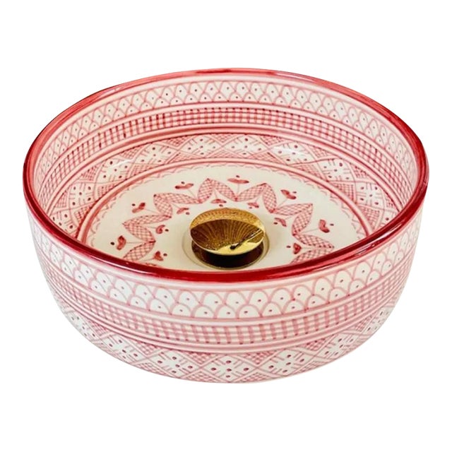 Ceramic Handmade Moroccan Pink Ceramic Sink for Bathroom For Sale