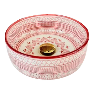 Ceramic Handmade Moroccan Pink Ceramic Sink for Bathroom
