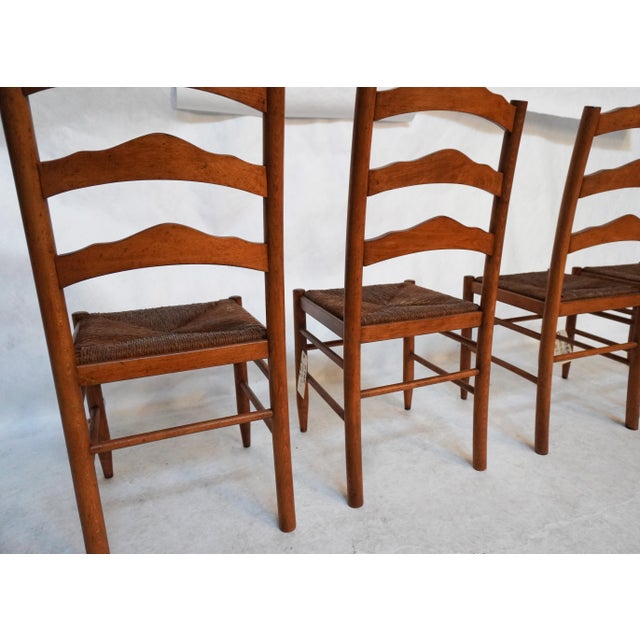 Wood Mid 20th Century Set of Four Wooden Dining Chairs With Rush Seats For Sale - Image 7 of 17