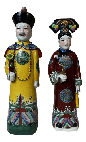Chinese Porcelain Figurines, 1920s, Set of 2