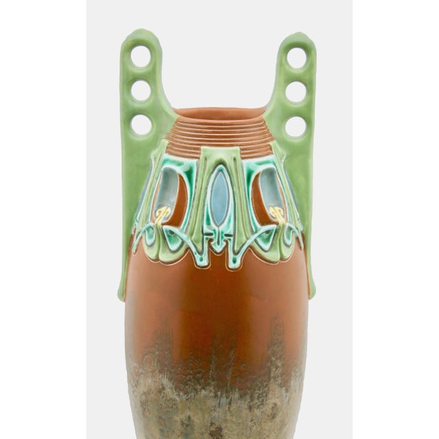 Large Austrian Amphora Vase Attributed to Julius Dressler, 1905 For Sale - Image 4 of 11