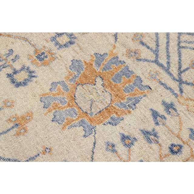 Apadana's Artisan Collection Handmade Beige and Orange Designed Wool Rug For Sale - Image 10 of 11