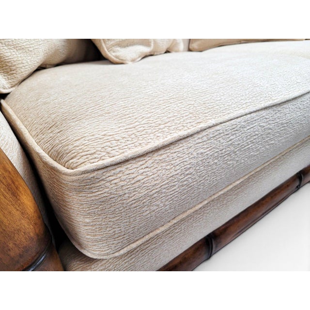 Postmodern Flared Arm Tuxedo Sofa in Textured Velvet For Sale - Image 14 of 17