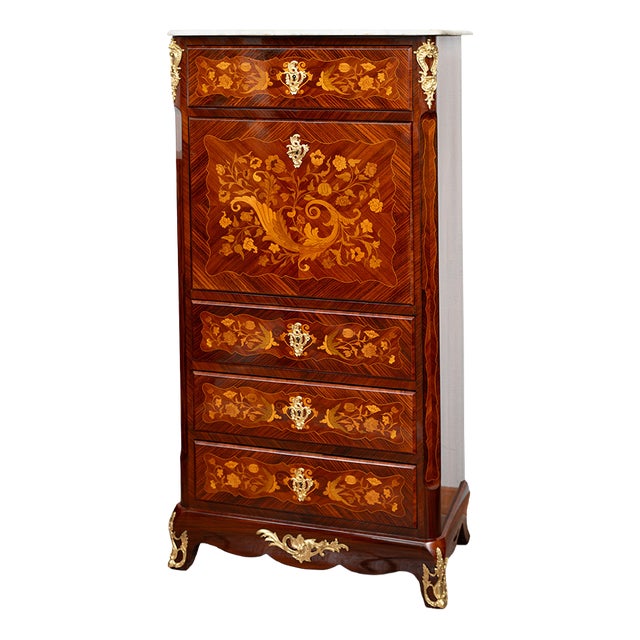 Antique Napoleon III Secretaire in Woods with Gilded Bronze Applications. France, 1800s For Sale