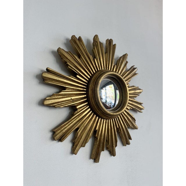 Gold Mid-Century Sunburst Convex Mirror, 1960s For Sale - Image 8 of 10