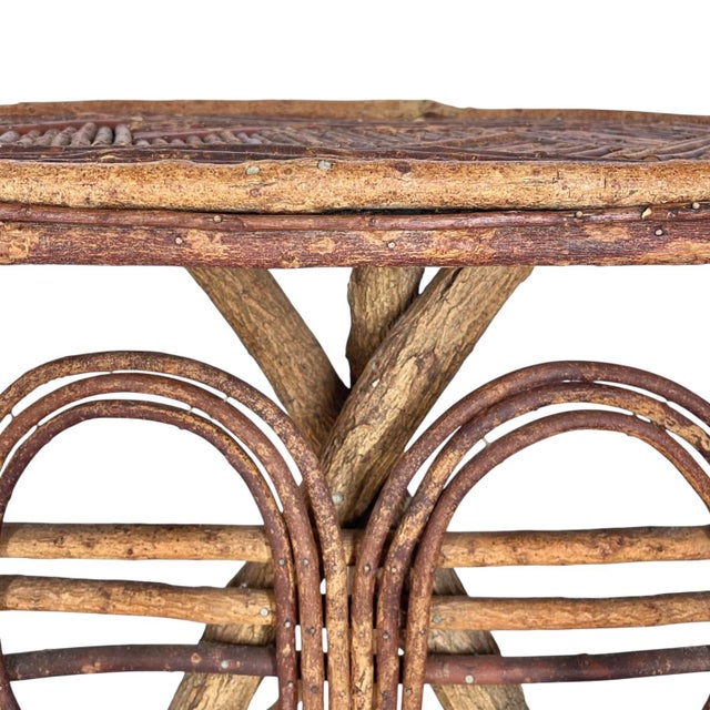 Late 20th Century Pair of Late 20th Century High-End Bent Twig Adirondack Side Tables With Heart Bases For Sale - Image 5 of 6