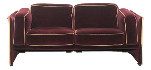 Two-Seater Sofa in Burgundy Velvet by Mario Bellini for Cassina, 1970s