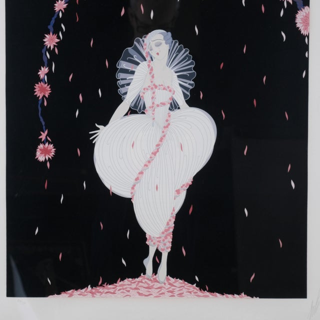 Wood 1983 Erte "Columbine" Hand Signed & Numbered Limited Edition 40/300 Framed & Matted Lithographic Print For Sale - Image 7 of 8