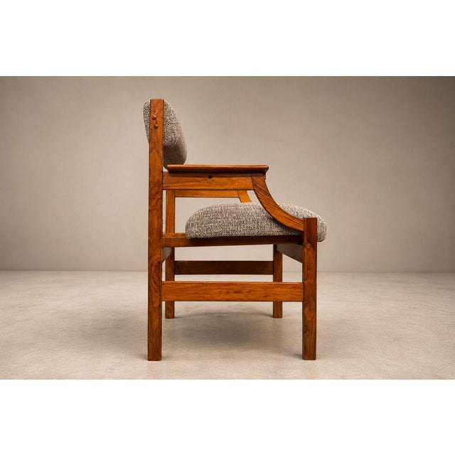 Brazilian Modern Pair of Armchairs in Caviúna Wood & Performance Boucle, Brazil, 1960s - Lot 103B For Sale - Image 10 of 18