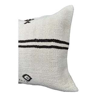 Turkish Hemp Pillow Cushion Natural Beige Black Cushion Cover 20"x20" For Sale