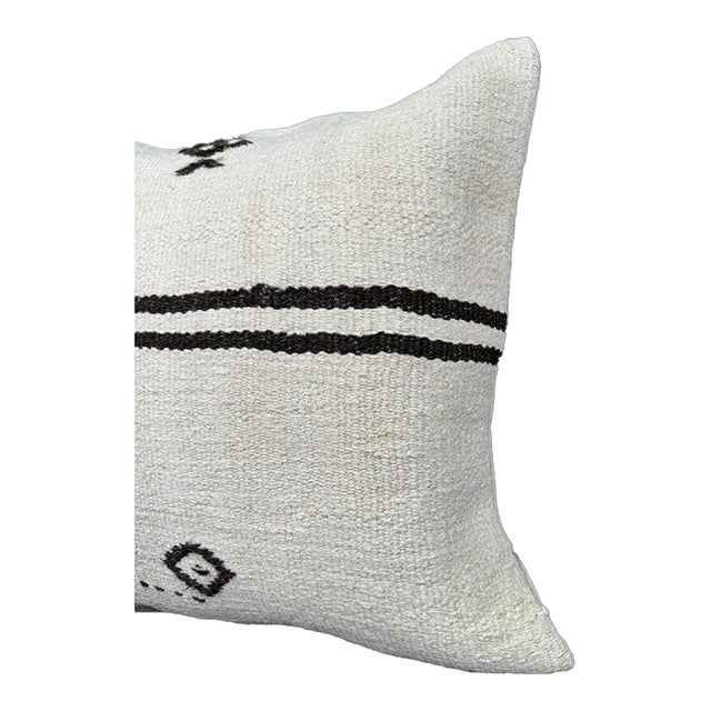 Turkish Hemp Pillow Cushion Natural Beige Black Cushion Cover 20"x20" For Sale