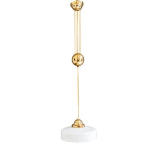 Art Deco Adjustable Pendant with Glass Shade, Vienna, Austria, 1920s For Sale