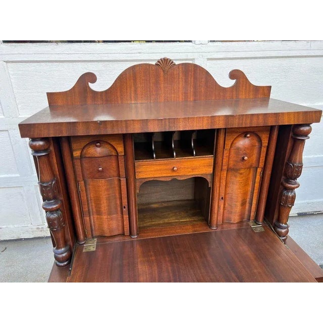 Early 20th Century Early 20th Century Antique Chippendale Style Walnut Secretary Desk. For Sale - Image 5 of 11