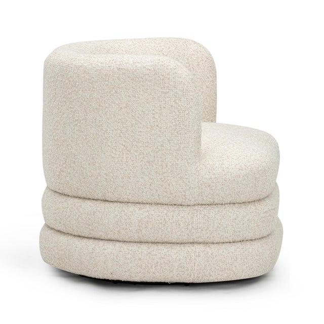 Boho Chic Astor Cream Heavy Boucle Swivel Hotel Lounge Chair For Sale - Image 3 of 7